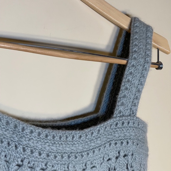 Cashmere Crochet Knit Tank midi Top Grey - Picture 6 of 11